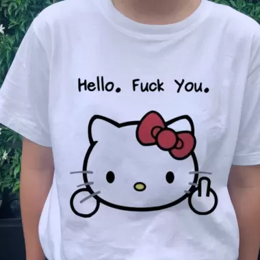 Áo Thun Hello Kitty Memes Bẩn Bựa Vui Nhộn Unisex Nam Nữ Áo Thun Hello Kitty Memes Bẩn Bựa Vui Nhộn Unisex Nam Nữ