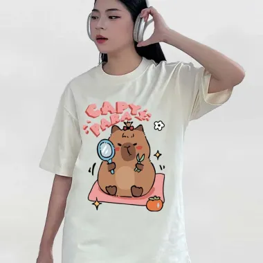 Áo thun oversize CAPYBARA cotton dễ thương giá rẻ chỉ 177k giảm từ 214k