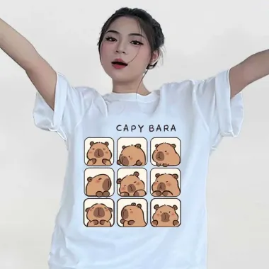 Áo thun oversize CAPYBARA cotton dễ thương giá rẻ chỉ 177k giảm từ 214k