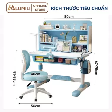 Bàn học sinh Lumili E10 có giá sách chống gù chống cận, bàn học chống gù cho trẻ em từ 3 đến 15 tuổi Bàn học sinh Lumili E10 có giá sách chống gù chống cận, bàn học chống gù cho trẻ em từ 3 đến 15 tuổi