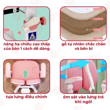 Bàn học sinh MinHee S68 - Ghế xoay 360 độ, có kệ sách, nâng hạ linh hoạt, giá chỉ 2.363.637đ 7 Bàn học sinh MinHee S68 - Ghế xoay 360 độ, có kệ sách, nâng hạ linh hoạt, giá chỉ 2.363.637đ 7