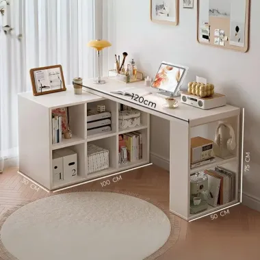 "Bàn làm việc chữ L đa năng kèm kệ sách tổ ong, xoay 360 độ, decor phòng giá rẻ chỉ 910k" 1 "Bàn làm việc chữ L đa năng kèm kệ sách tổ ong, xoay 360 độ, decor phòng giá rẻ chỉ 910k" 1