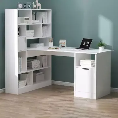 "Bàn làm việc chữ L đa năng kèm kệ sách tổ ong, xoay 360 độ, decor phòng giá rẻ chỉ 910k" 3 "Bàn làm việc chữ L đa năng kèm kệ sách tổ ong, xoay 360 độ, decor phòng giá rẻ chỉ 910k" 3