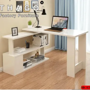 "Bàn làm việc chữ L đa năng kèm kệ sách tổ ong, xoay 360 độ, decor phòng giá rẻ chỉ 910k" 4 "Bàn làm việc chữ L đa năng kèm kệ sách tổ ong, xoay 360 độ, decor phòng giá rẻ chỉ 910k" 4