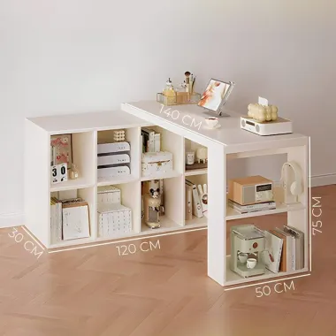 "Bàn làm việc chữ L đa năng kèm kệ sách tổ ong, xoay 360 độ, decor phòng giá rẻ chỉ 910k" 5 "Bàn làm việc chữ L đa năng kèm kệ sách tổ ong, xoay 360 độ, decor phòng giá rẻ chỉ 910k" 5