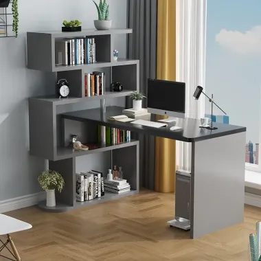 "Bàn làm việc chữ L đa năng kèm kệ sách tổ ong, xoay 360 độ, decor phòng giá rẻ chỉ 910k" 6 "Bàn làm việc chữ L đa năng kèm kệ sách tổ ong, xoay 360 độ, decor phòng giá rẻ chỉ 910k" 6