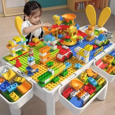 Bàn xây dựng trẻ em đa năng Hoàn Thành, lắp ráp, xếp hình cho bé 3