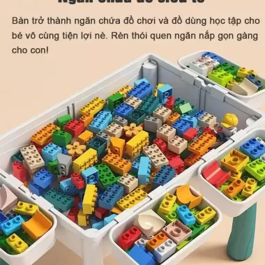 Bàn xây dựng trẻ em đa năng Hoàn Thành, lắp ráp, xếp hình cho bé 7