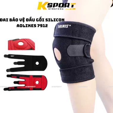 Băng gối bảo vệ đầu gối chính hãng Aolikes7912 bó gối thể thao có đệm Silicone thanh lò xo trợ lực 7