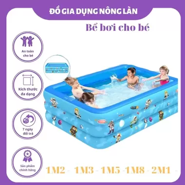 Bể bơi thành cao cho bé 3 tầng hồ phao trẻ em bơm hơi tại nhà chống trượt bền bỉ an toàn cho bé 3