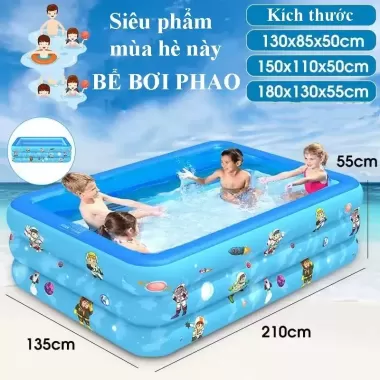 Bể bơi thành cao cho bé 3 tầng hồ phao trẻ em bơm hơi tại nhà chống trượt bền bỉ an toàn cho bé 7