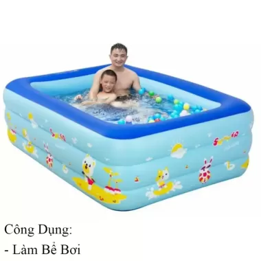 Bể bơi thành cao cho bé 3 tầng hồ phao trẻ em bơm hơi tại nhà chống trượt bền bỉ an toàn cho bé 9