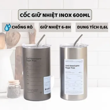 Bình Đựng Nước Giữ Nhiệt 600ml Iced Americano Cute Giá Rẻ Chỉ 75000đ 1