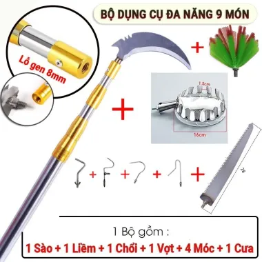 Bộ 5 Món Gậy Dài 3M-9M Hái Quả,Quét Trần Nhà,Phơi Quần Áo, Móc Lồng Chim, Liềm Cắt Cành (Gậy+Đầu Vợt+Móc chim+Liềm+Chổi) 4 Bộ 5 Món Gậy Dài 3M-9M Hái Quả,Quét Trần Nhà,Phơi Quần Áo, Móc Lồng Chim, Liềm Cắt Cành (Gậy+Đầu Vợt+Móc chim+Liềm+Chổi) 4