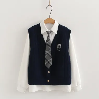 Bộ Ba Mảnh Preppy Style Cho Học Sinh - Áo Cardigan & Váy Sơ Mi Giá Cực Sỉ 257496 VND 5