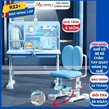Bộ bàn học chống gù Lumili R22, bàn học cho bé có giá sách, bàn học sinh nâng hạ độ cao 4 Bộ bàn học chống gù Lumili R22, bàn học cho bé có giá sách, bàn học sinh nâng hạ độ cao 4