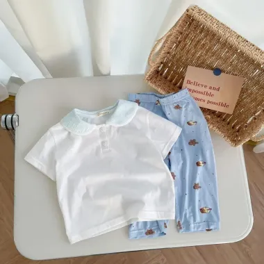Bộ Cóc Tay Cổ Sen Bé Gái Đi Học SB1942 - Cotton Mềm Mịn Giá Chỉ 109k
