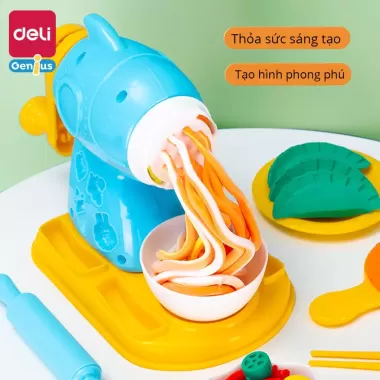 Bộ Đồ Chơi Đất Nặn Deli Máy Làm Mì, Kem, Hamburger Cho Bé, An Toàn Và Sáng Tạo