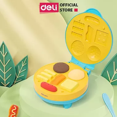 Bộ Đồ Chơi Đất Nặn Deli Máy Làm Mì, Kem, Hamburger Cho Bé, An Toàn Và Sáng Tạo