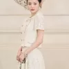 Bộ hè nữ áo ren trắng dài tay phối chân váy ngắn voan, set đồ nữ cao cấp hanh lịch nữ tính sang chảnh HCOM25855