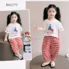 Bộ Quần Áo Bé Gái CHOUCHOU Siêu Xinh - Dây Kitty Phối Quần Loe Cute CC03 Giá Cực Sỉ 130k 1