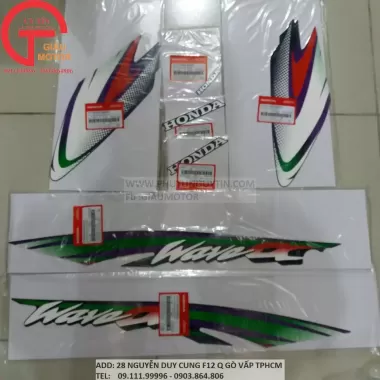 Bộ tem Wave Alpha 2002-2005 màu xanh nhớt, xanh ngọc da, đỏ tươi, đỏ sẫm hàng công ty loại 1 4 Bộ tem Wave Alpha 2002-2005 màu xanh nhớt, xanh ngọc da, đỏ tươi, đỏ sẫm hàng công ty loại 1 4