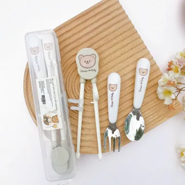 Bộ Thìa Dĩa Đũa Tập Ăn Cho Bé Honper Kèm Hộp - Giảm 20% Còn 73500đ 1