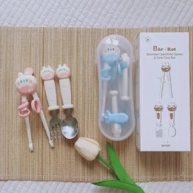 Bộ Thìa Dĩa Đũa Tập Ăn Cho Bé Honper Kèm Hộp - Giảm 20% Còn 73500đ 3