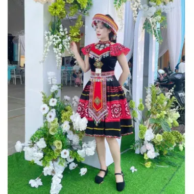 Bộ Trang Phục Dân Tộc Mông Mèo Đỏ Đen - Giá Rẻ 415k - Hàng VIP Chất Lượng Cao 5
