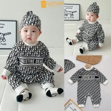 Body Kẻ Đen Có Mũ Cho Bé 3-12kg - Bodysuit Loại 1 Giá Rẻ Chỉ 220k | Tiết Kiệm 55k