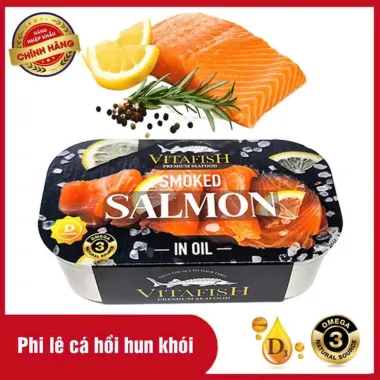 Cá Hồi Hun Khói Ngâm Dầu Đóng Hộp Vitafish Premium 120g - Giảm 20% còn 84149đ Cá Hồi Hun Khói Ngâm Dầu Đóng Hộp Vitafish Premium 120g - Giảm 20% còn 84149đ