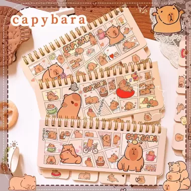 CANAMEK 2 Cái / bộ Dễ Thương Capybara Mini Di Động Notebook Nhỏ Notepad Kawaii Văn Phòng Phẩm Phụ Kiện Văn Phòng Đồ Dùng Học Tập Trở Lại Trường Quà Tặng Cho Trẻ Em Mới 6