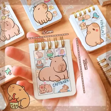 CANAMEK 2 Cái / bộ Dễ Thương Capybara Mini Di Động Notebook Nhỏ Notepad Kawaii Văn Phòng Phẩm Phụ Kiện Văn Phòng Đồ Dùng Học Tập Trở Lại Trường Quà Tặng Cho Trẻ Em Mới 8