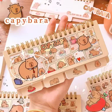 CANAMEK 2 Cái / bộ Dễ Thương Capybara Mini Di Động Notebook Nhỏ Notepad Kawaii Văn Phòng Phẩm Phụ Kiện Văn Phòng Đồ Dùng Học Tập Trở Lại Trường Quà Tặng Cho Trẻ Em Mới 9