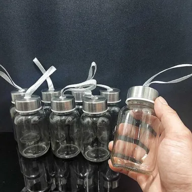 Chai Thủy Tinh Đựng Nước 150ml Dây Treo Nắp Thiếc Vặn Giá Rẻ 12000đ 6