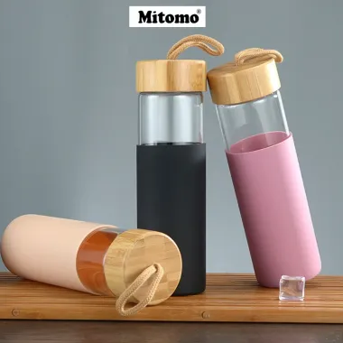 Chai Thủy Tinh Mitomo 500ml Bọc Silicon - Đựng Nước Lọc, Detox, Trái Cây Giá Tốt 167k