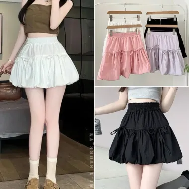 Chân váy bí ngô ngắn dáng phồng 2 tầng buộc nơ xinh chất gió mềm, Chân váy kiểu chữ a dáng basic dễ phối đồ siêu xinh 5