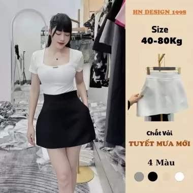 Chân váy chữ A 3 LỚP bồng nhẹ cạp cao che mỡ bụng nữ có quần bảo hộ có túi women HN DESIGN mã 188 1