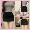 Chân Váy Chữ A Ngắn 48cm Xẻ Trước Màu Đen Lưng Siêu Cao Không Có Quần Trong cv48xtruoc