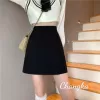 Chân Váy Chữ A Ngắn 48cm Xẻ Trước Màu Đen Lưng Siêu Cao Không Có Quần Trong cv48xtruoc 4