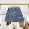 Chân váy jean ngắn nữ vintage túi hộp màu bụi, giá rẻ chỉ 124k, có đai 6