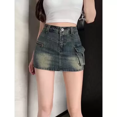 Chân váy jeans ngắn chữ A cạp lưng cao hottend 4