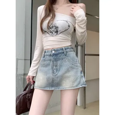 Chân Váy Jeans Nữ Cạp Cao Avocado Dáng Chữ A - Khuyến Mãi 149k Thay 190k Phong Cách Hàn