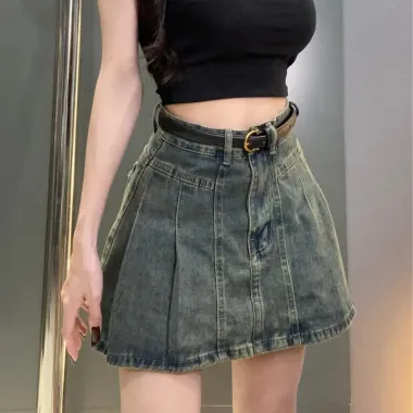 Chân Váy Jeans Nữ Cạp Cao Avocado Dáng Chữ A - Khuyến Mãi 149k Thay 190k Phong Cách Hàn