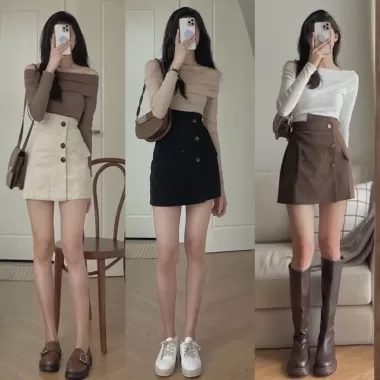 Chân váy Ngắn Chữ A ( có quần trong) Chất Kaki Mềm GirlZ Shop, Váy Mini Nữ Chữ A Basic Nữ Tính Sexy Tôn Dáng -V101- 3
