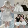 Chân váy ngắn nữ 2 màu đen trắng nhiều tầng ren dễ thương có quần trong giá chỉ 92k 1