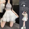 Chân váy ngắn nữ 2 màu đen trắng nhiều tầng ren dễ thương có quần trong giá chỉ 92k