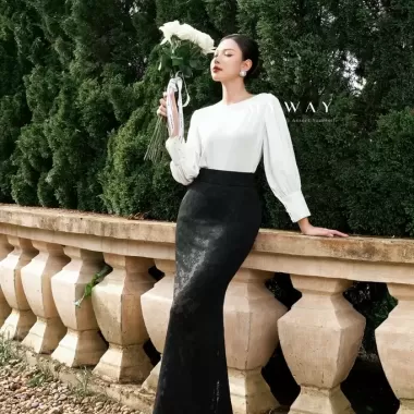 Chân váy Ren đuôi cá chất QC mềm mịn, 2 lớp lót phong cách sexy
