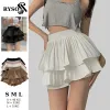 Chân váy xếp tầng ren PAPERCOP ngắn xòe nhẹ, chất thô hạt nổi, lưng thun co giãn giá chỉ 165k! 3