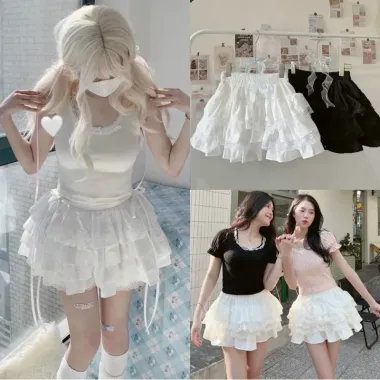 Chân váy xếp tầng ren PAPERCOP ngắn xòe nhẹ, chất thô hạt nổi, lưng thun co giãn giá chỉ 165k! 6 Chân váy xếp tầng ren PAPERCOP ngắn xòe nhẹ, chất thô hạt nổi, lưng thun co giãn giá chỉ 165k! 6